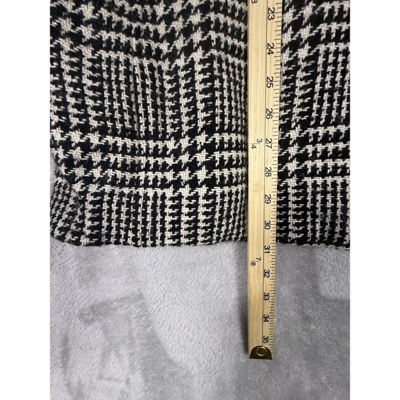 Talbots Women's Black & Off White Houndstooth Plaid Longer Coat Jacket Sz 14 - Picture 13 of 16